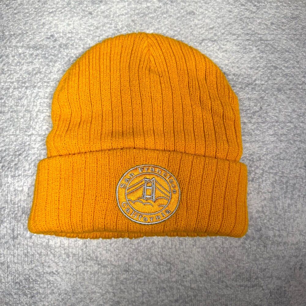 San Francisco Fleece Lined Beanie Winter Had Embroidered‎ Yellow Color Unisex